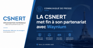 Visuel institutionnel de la CSNERT annonçant la fin du partenariat avec Waynium