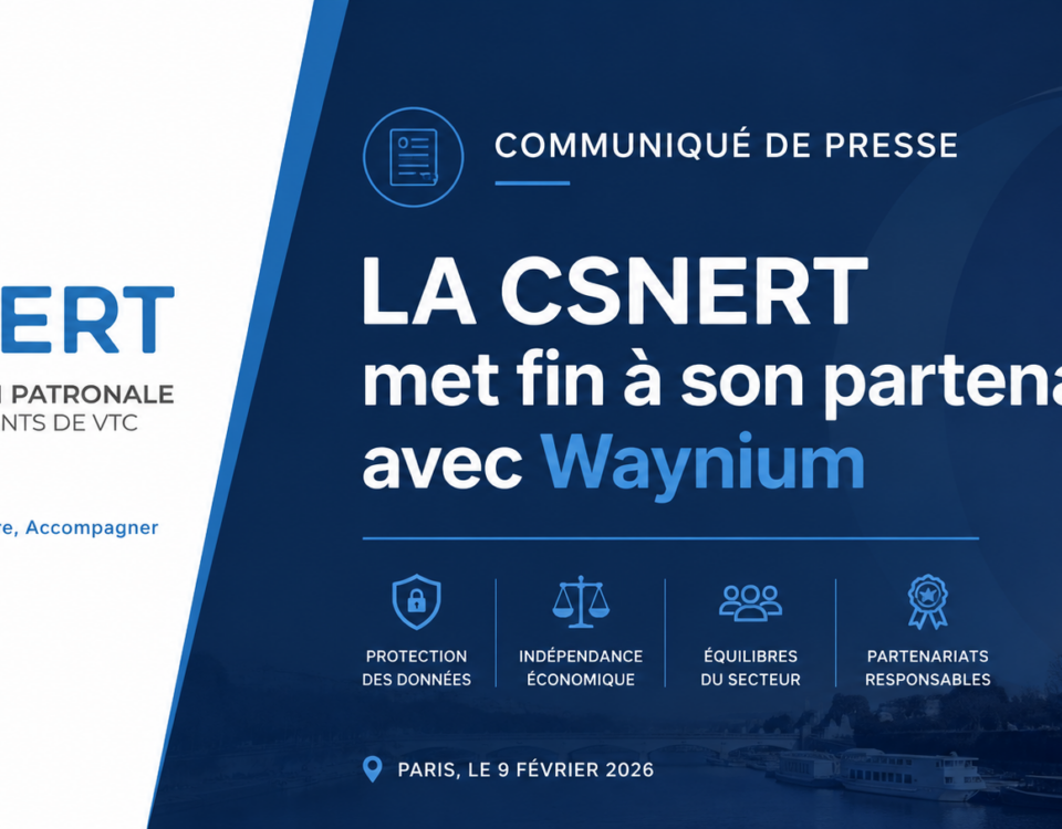 Visuel institutionnel de la CSNERT annonçant la fin du partenariat avec Waynium